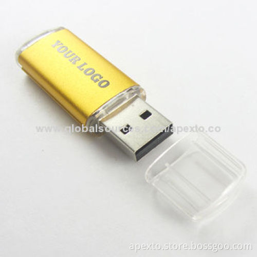 Gold Metal USB Flash Drive, Comes with Plug-and-play Function